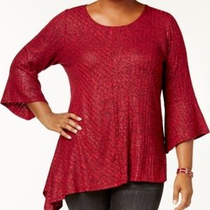 NY Collection Plus Size Asymmetrical-Hem Top NWT